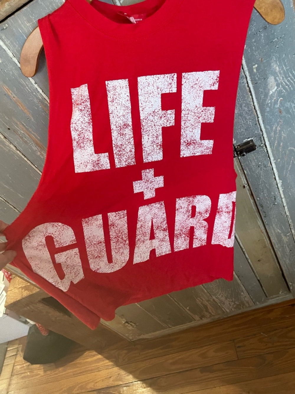 Red "LIFE GUARD" Graphic Tank Top